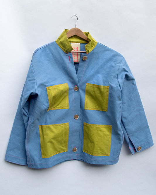 Jacket Blue Canvas (Green Pocket)