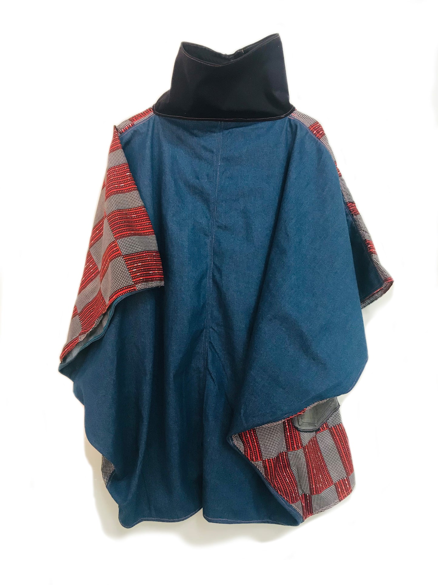 Long Poncho DENIM RED